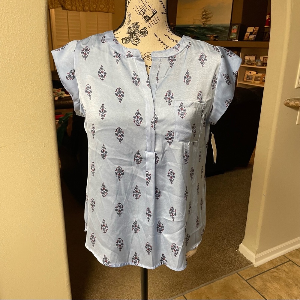 Liz Claiborne Petite Small Stream Multi Blouse
